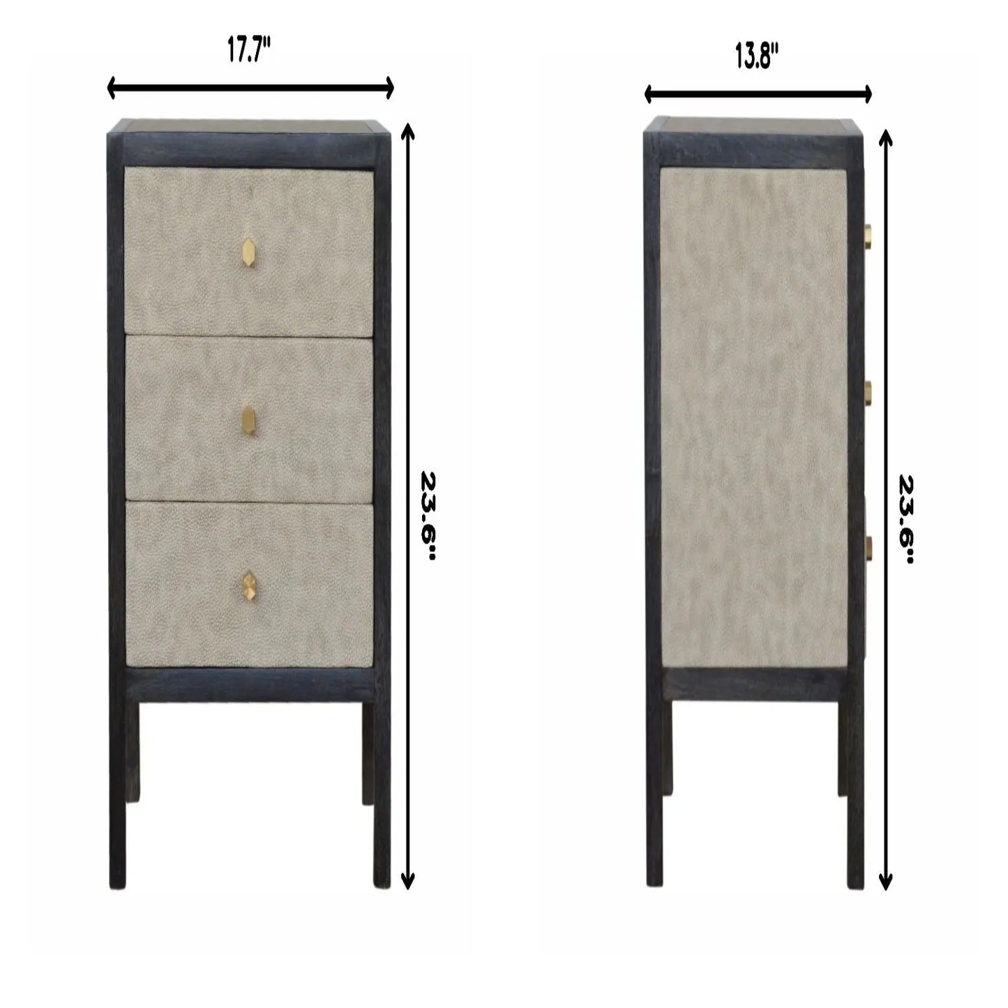 Nightstand, 3 Drawer - Black Artisan Furniture