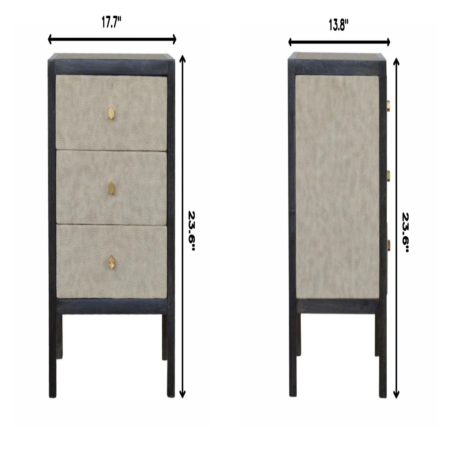 Nightstand, 3 Drawer - Black Artisan Furniture