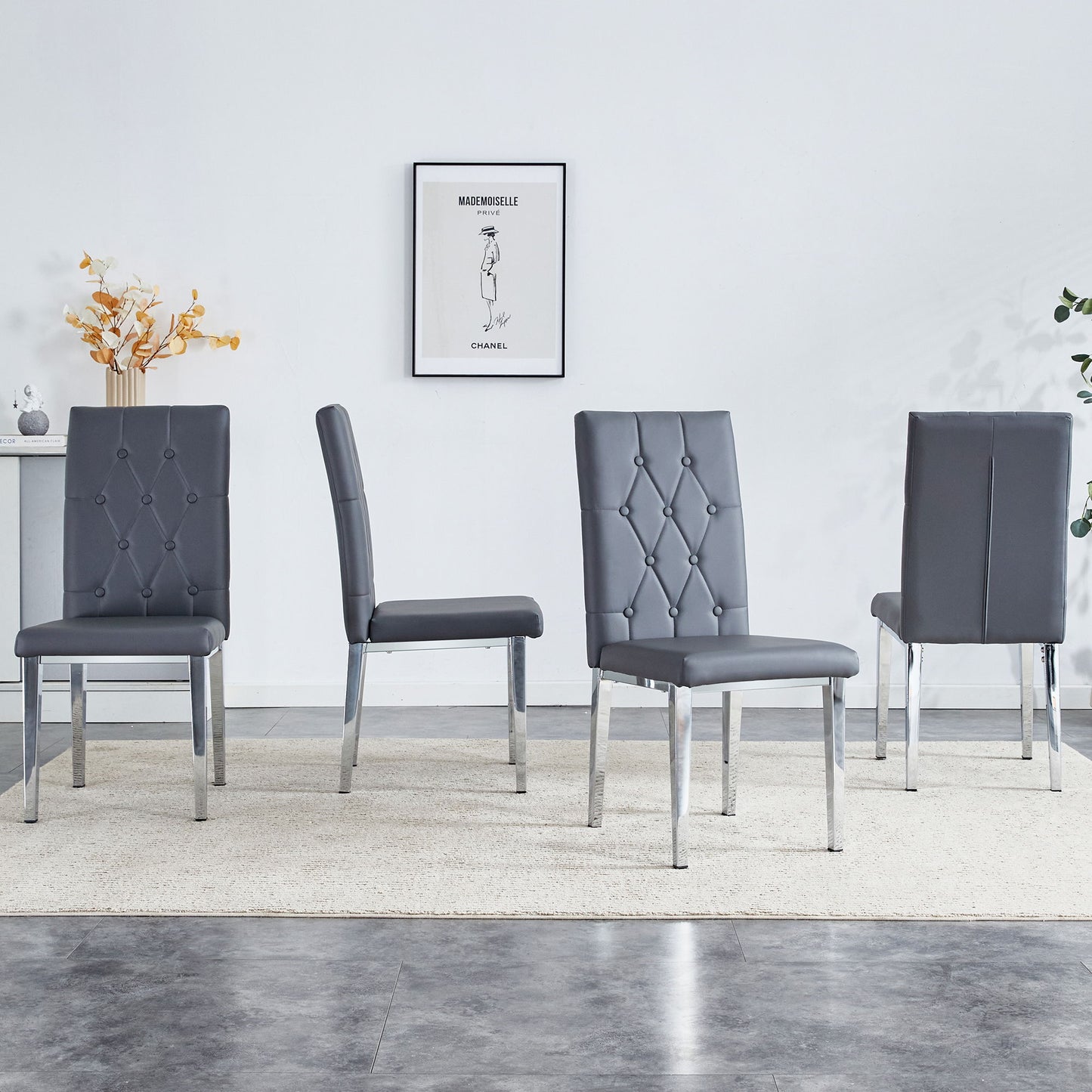 Vintage Style Armless Dining Chairs Set With Grid And Buckle Design Home Essentials