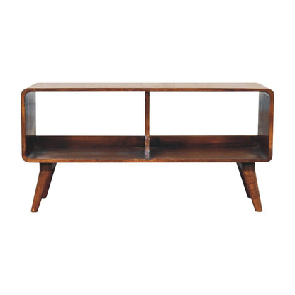 Curved Double Slot Media Unit - Dark Brown Artisan Furniture