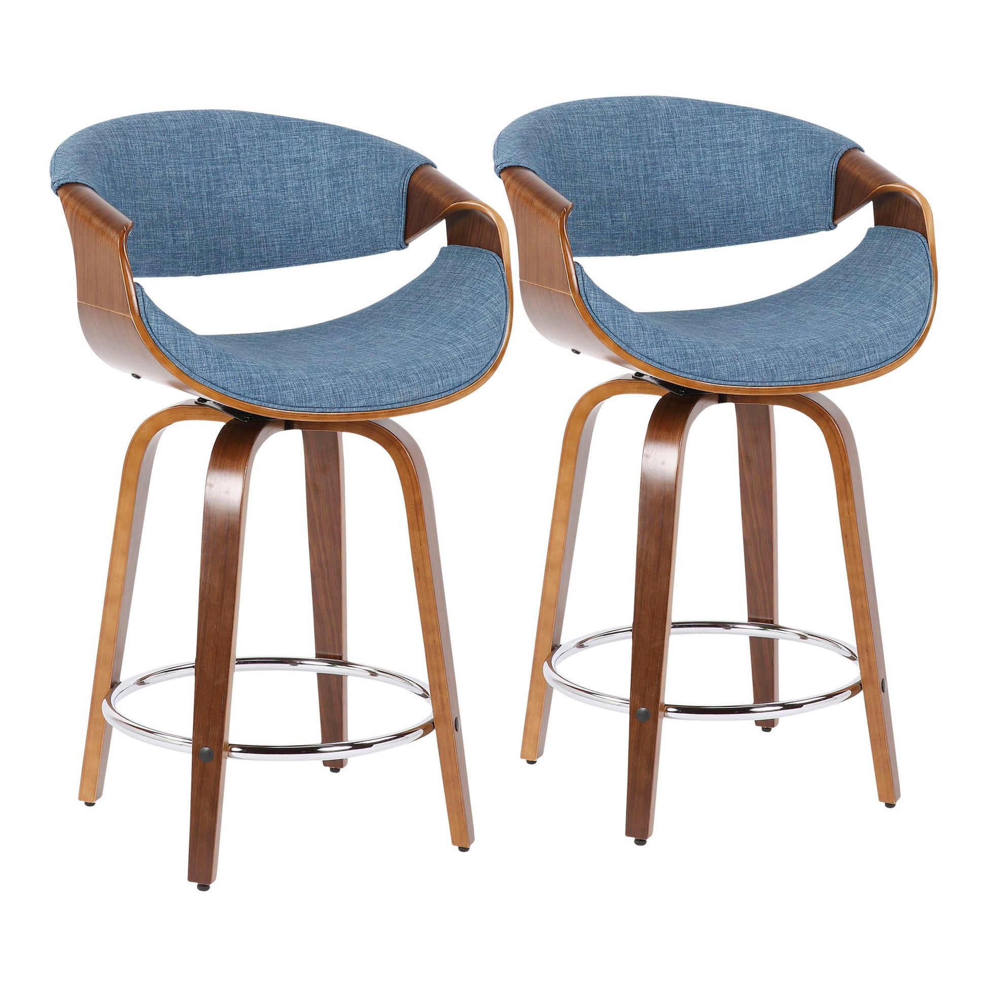Curvini - Mid Century Modern Counter Stool (Set of 2) Lumi Source