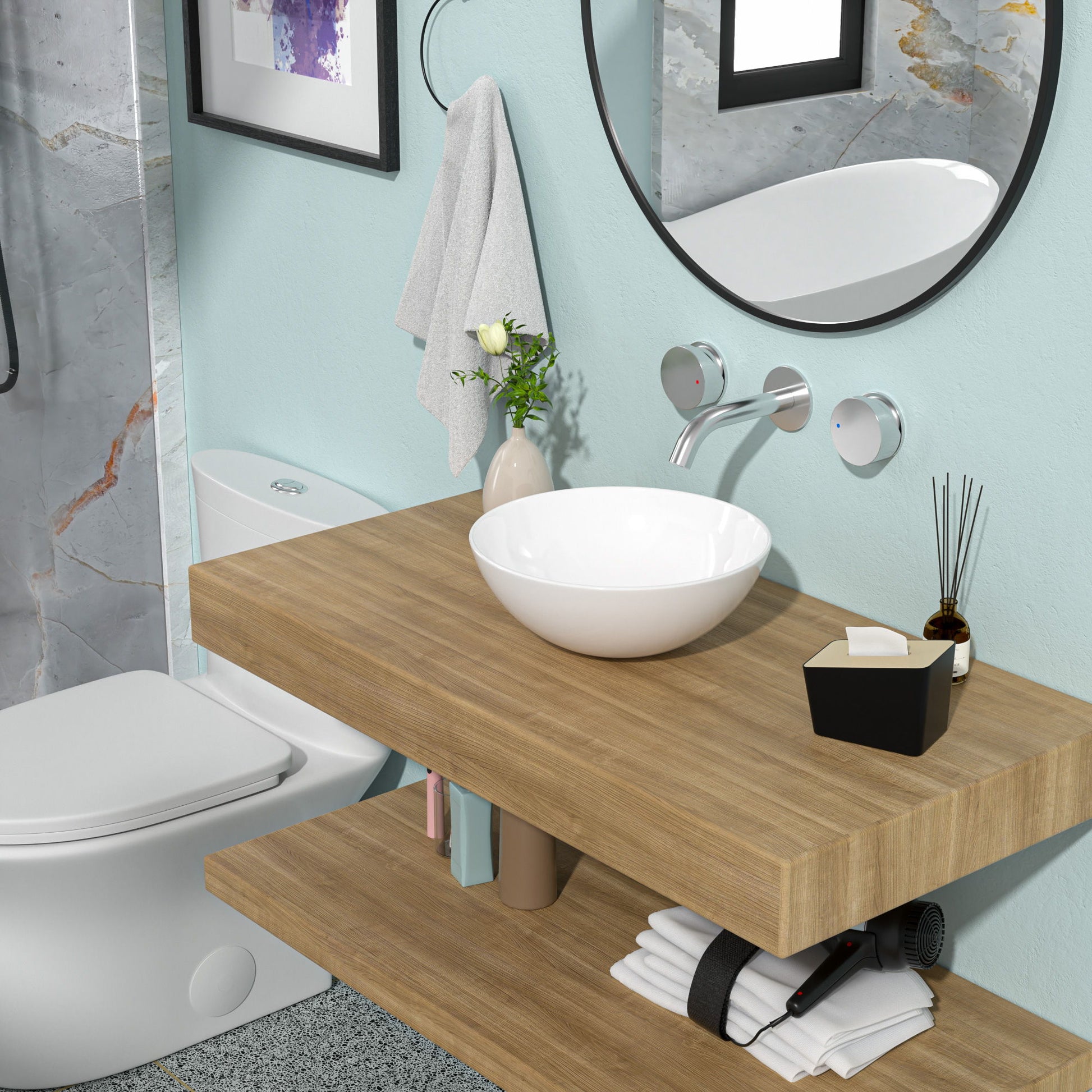 Modern Ceramic Circular Vessel Bathroom Sink Daily Nest