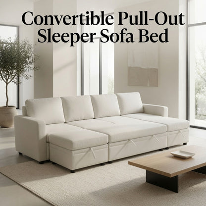 Extra Wide U - Shape Convertible Sleeper Sofa Bed With Dual Storage Ottoman Home Essentials