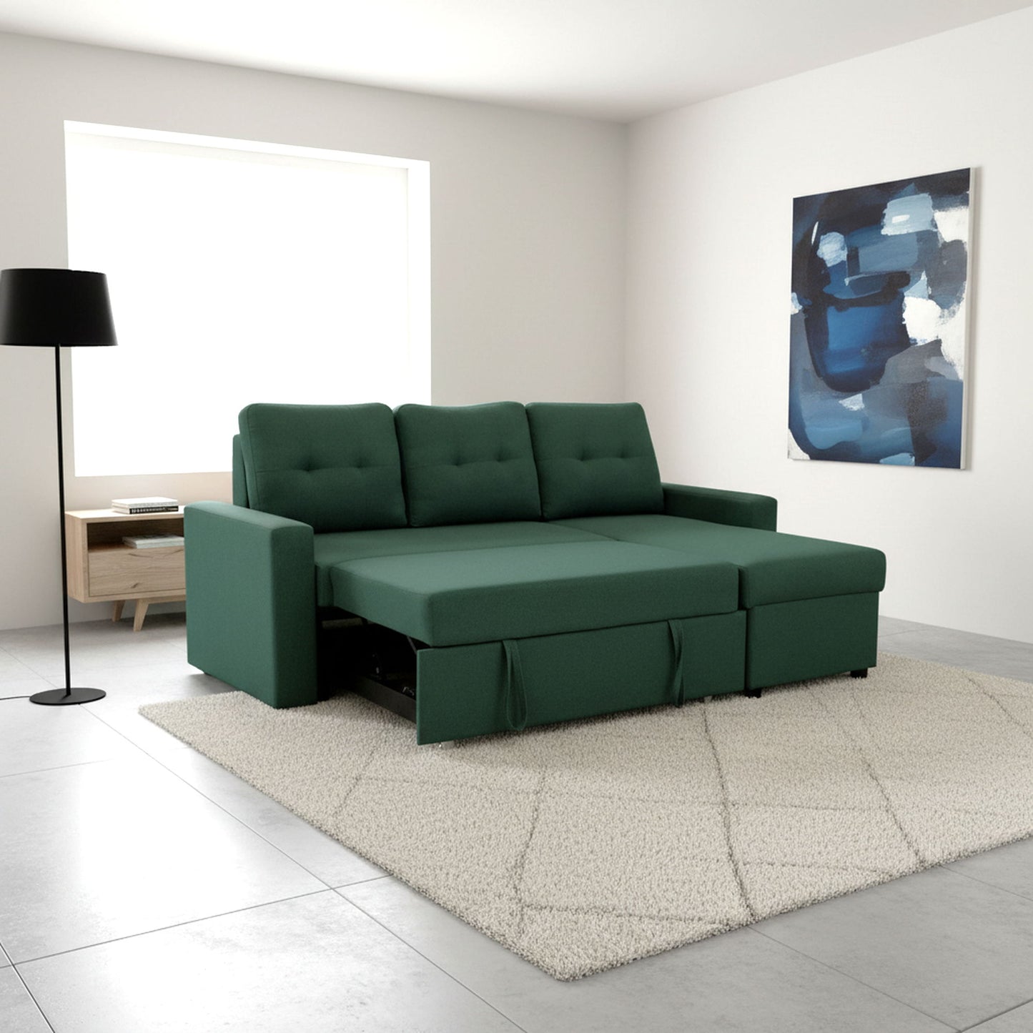 Convertible L Shaped Sectional Sleeper Sofa Bed, Saving Pull Out Couch US Pride