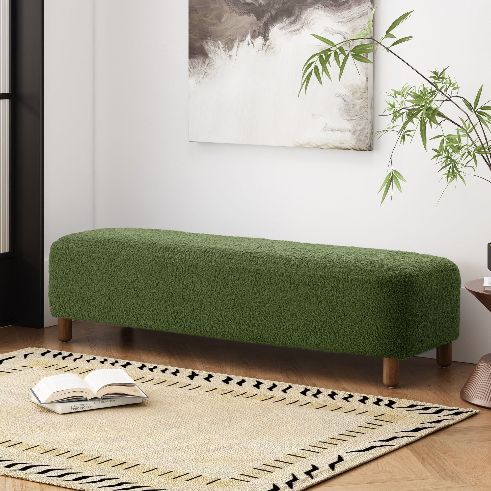 Contemporary Ottoman With Foam Cushion And Durable Upholstery Noble House