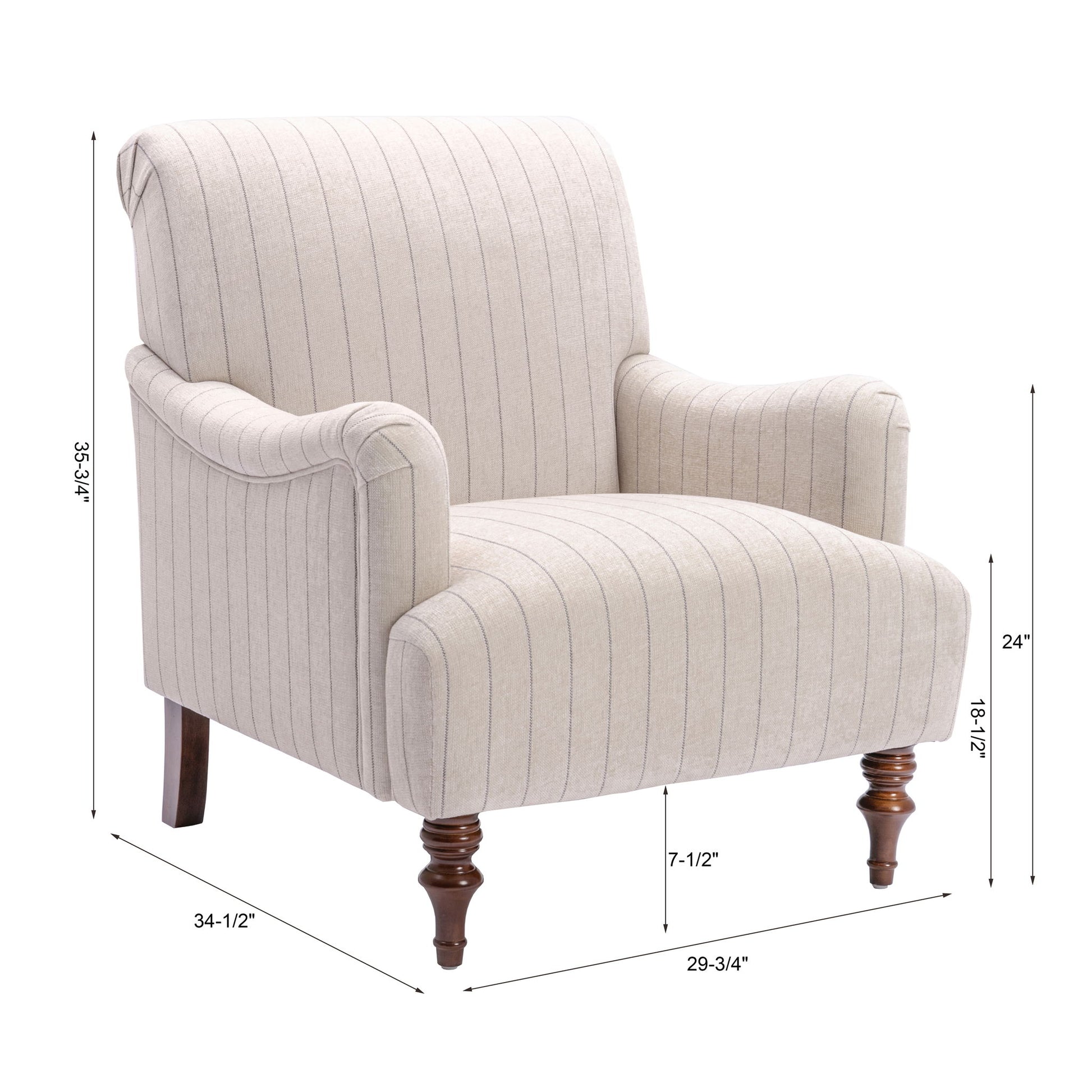 Sylvia - Striped Arm Chair - Natural Ridgecrest Home
