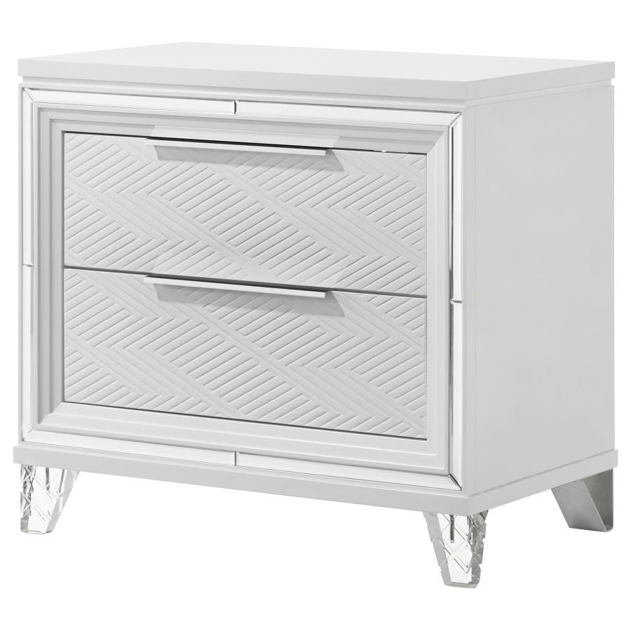 Marmore - 2-Drawer Nightstand Bedside Table - White Coaster Fine Furniture