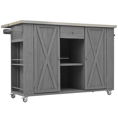 Outdoor Kitchen Island With Stainless Steel Top, Ample Storage Space, Towel And Spice Racks And A Bottle Opener Hearth and Haven