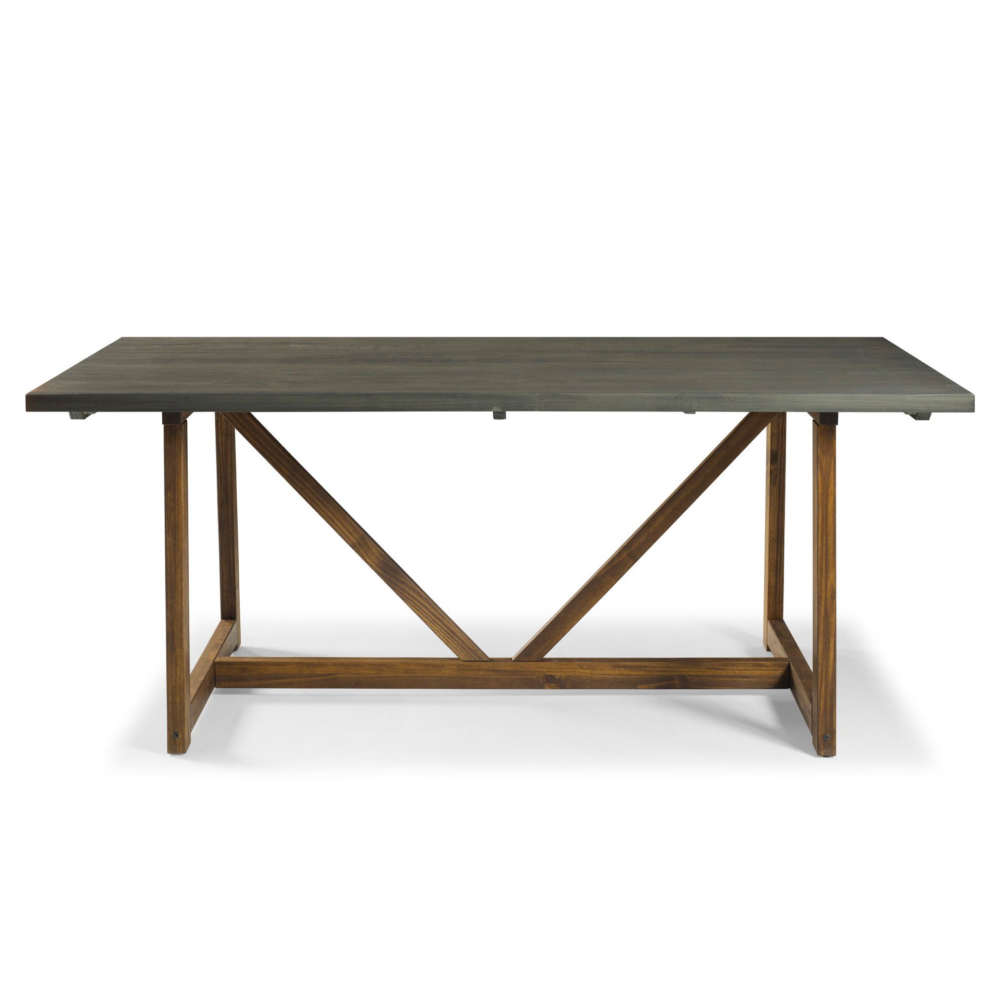 Modern Farmhouse Solid Wood V Frame Trestle Dining Table - Gray / Brown Walker Edison