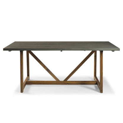 Modern Farmhouse Solid Wood V Frame Trestle Dining Table - Gray / Brown Walker Edison