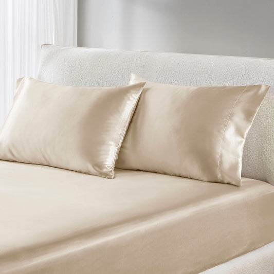 Satin - Standard Luxury Pillowcases (Set of 2) - Champagne Madison Park Essentials