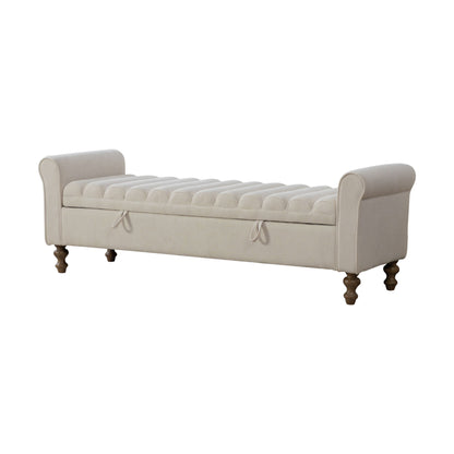 Wide Modern Upholstered Storage Bench With Rolled Armrest Home Essentials