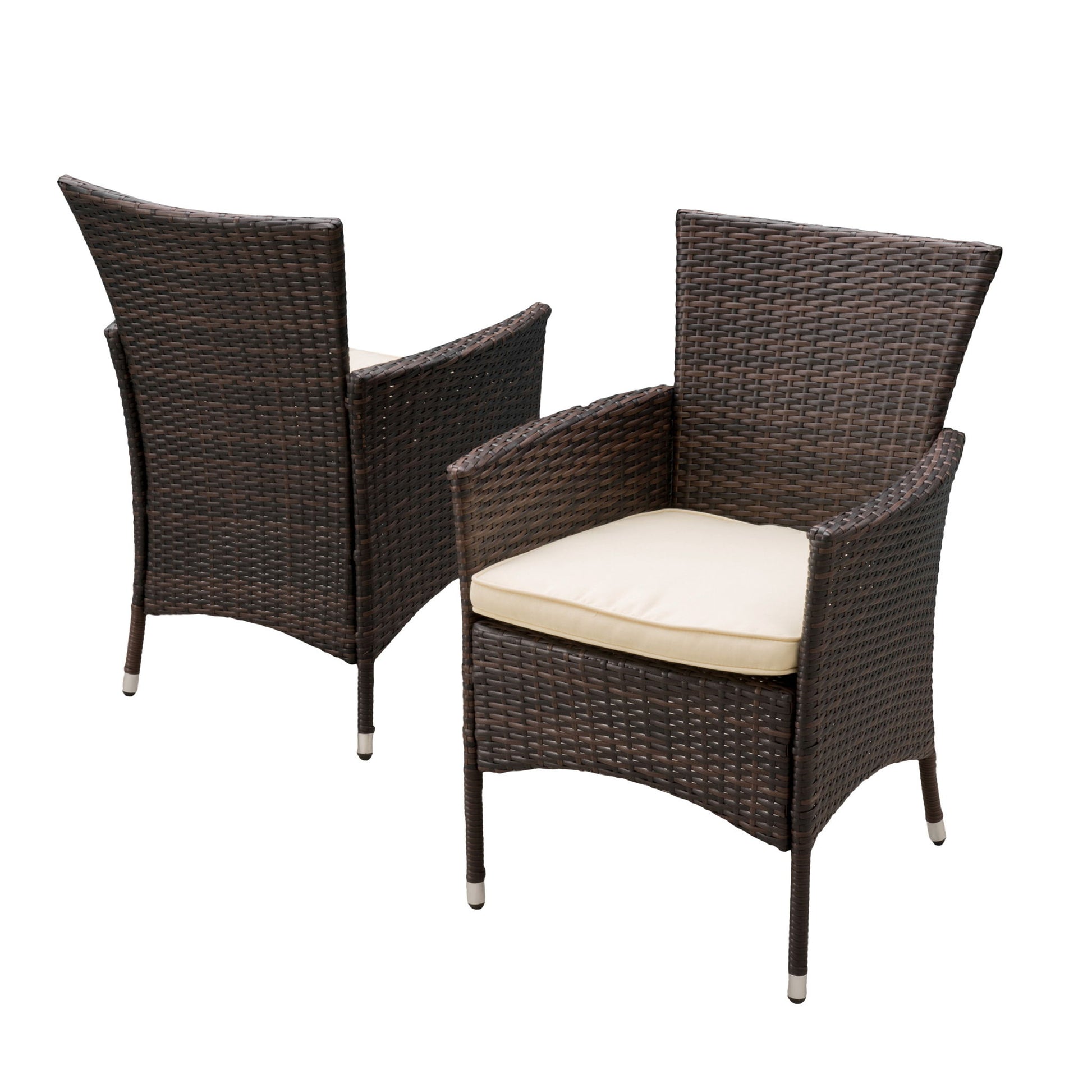 Clementine - Outdoor Wicker Dining Chairs Set With Water Resistant Cushions (Set of 2) - Brown Multi Noble House