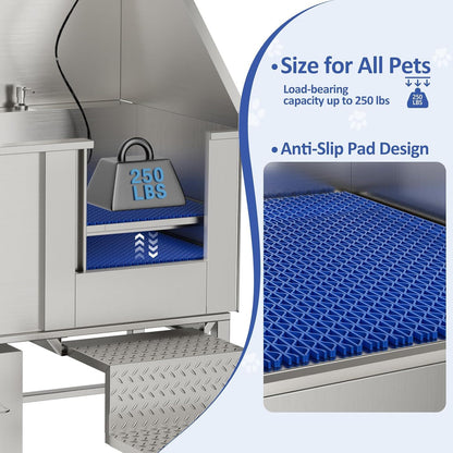 Stainless Steel Dog Washing Station With Seamless Design And Accessories - Silver Daily Nest
