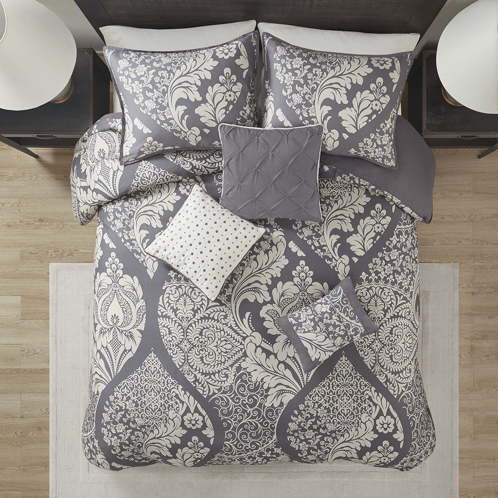 Vienna - 6 Piece Printed Duvet Cover Set - Gray