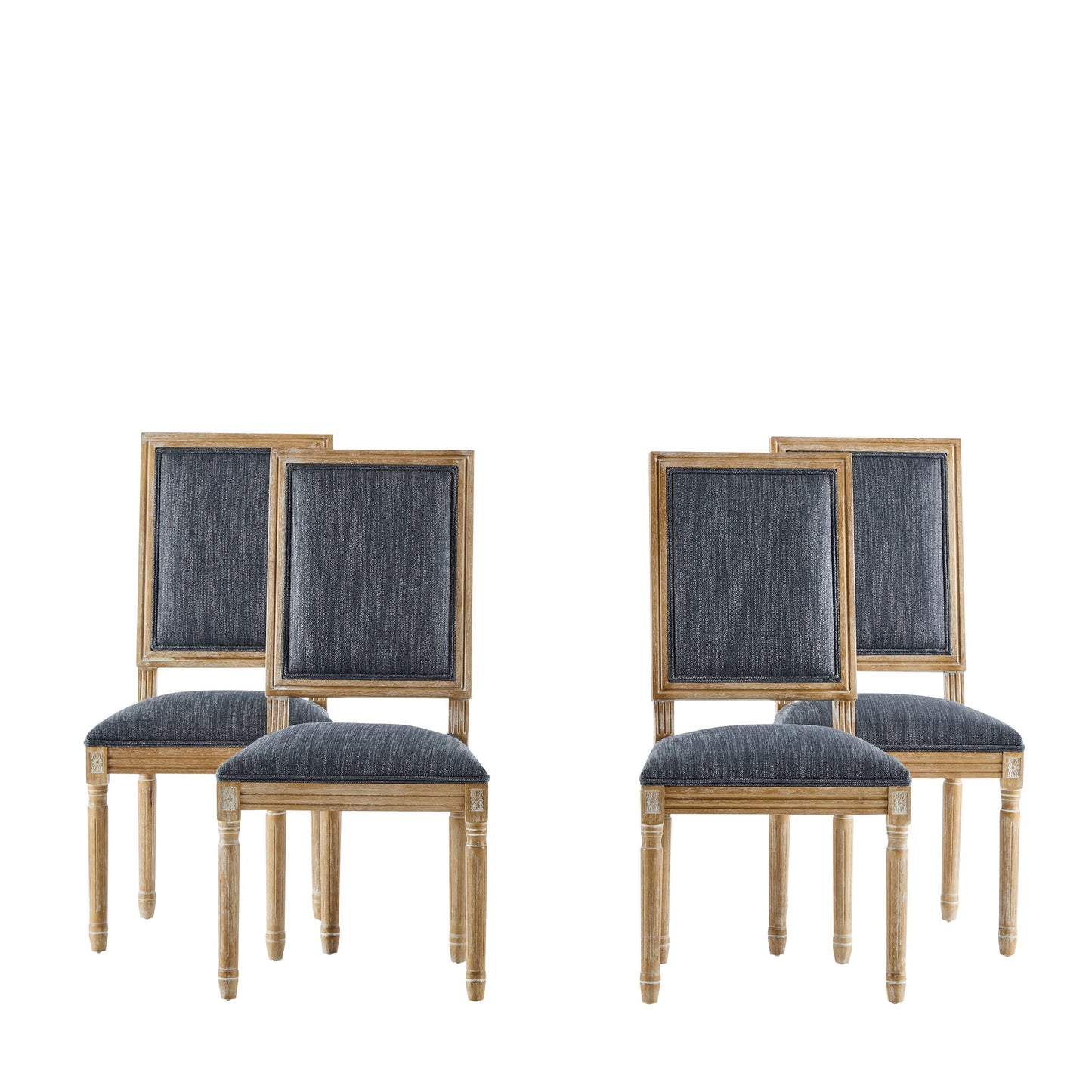 French Country Style Dining Chair With Upholstered Seating And Fluted Legs Noble House