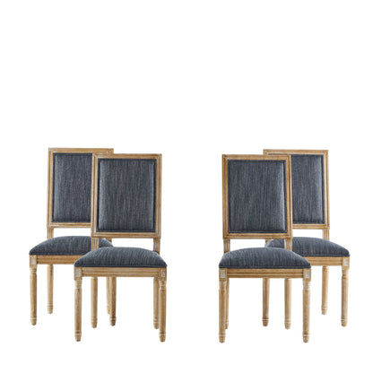French Country Style Dining Chair With Upholstered Seating And Fluted Legs Noble House