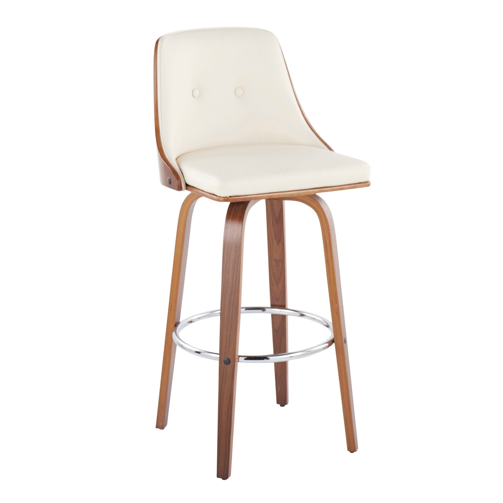 Gianna - Mid Century Modern Fixed Height Barstool With Swivel With Round Footrest (Set of 2) Lumi Source