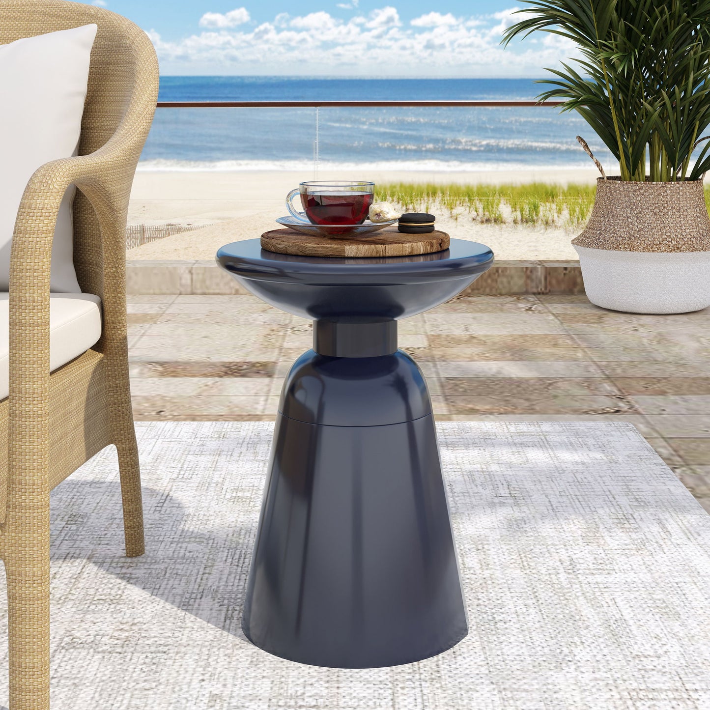 Outdoor Modern Metal End Large Table Noble House