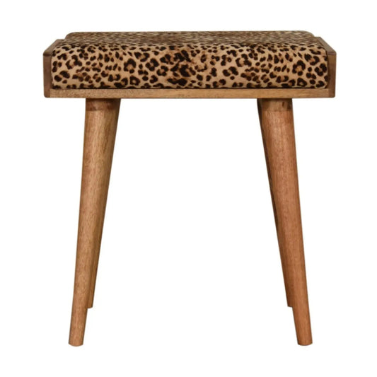 Leopard Tray Style Footstool - Brown Oak Artisan Furniture