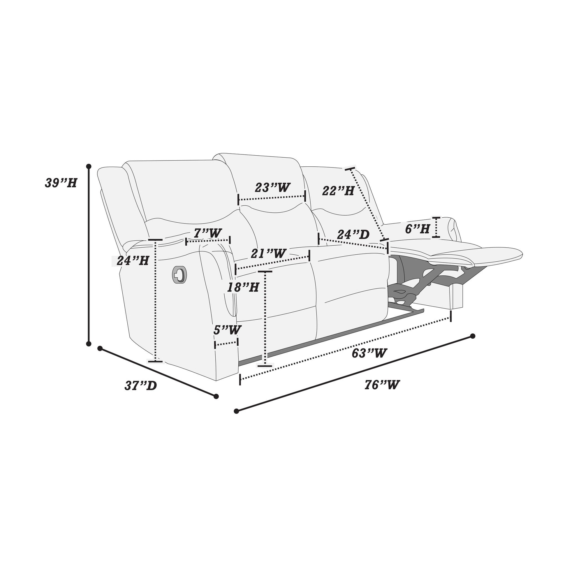 Modern Style Living Room Set, Manual Motion Home Essentials