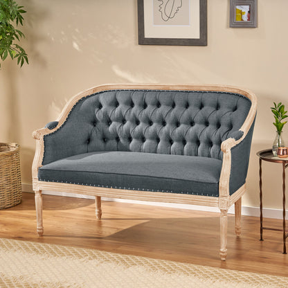 French Country Chesterfield Style Tufted Loveseat Noble House