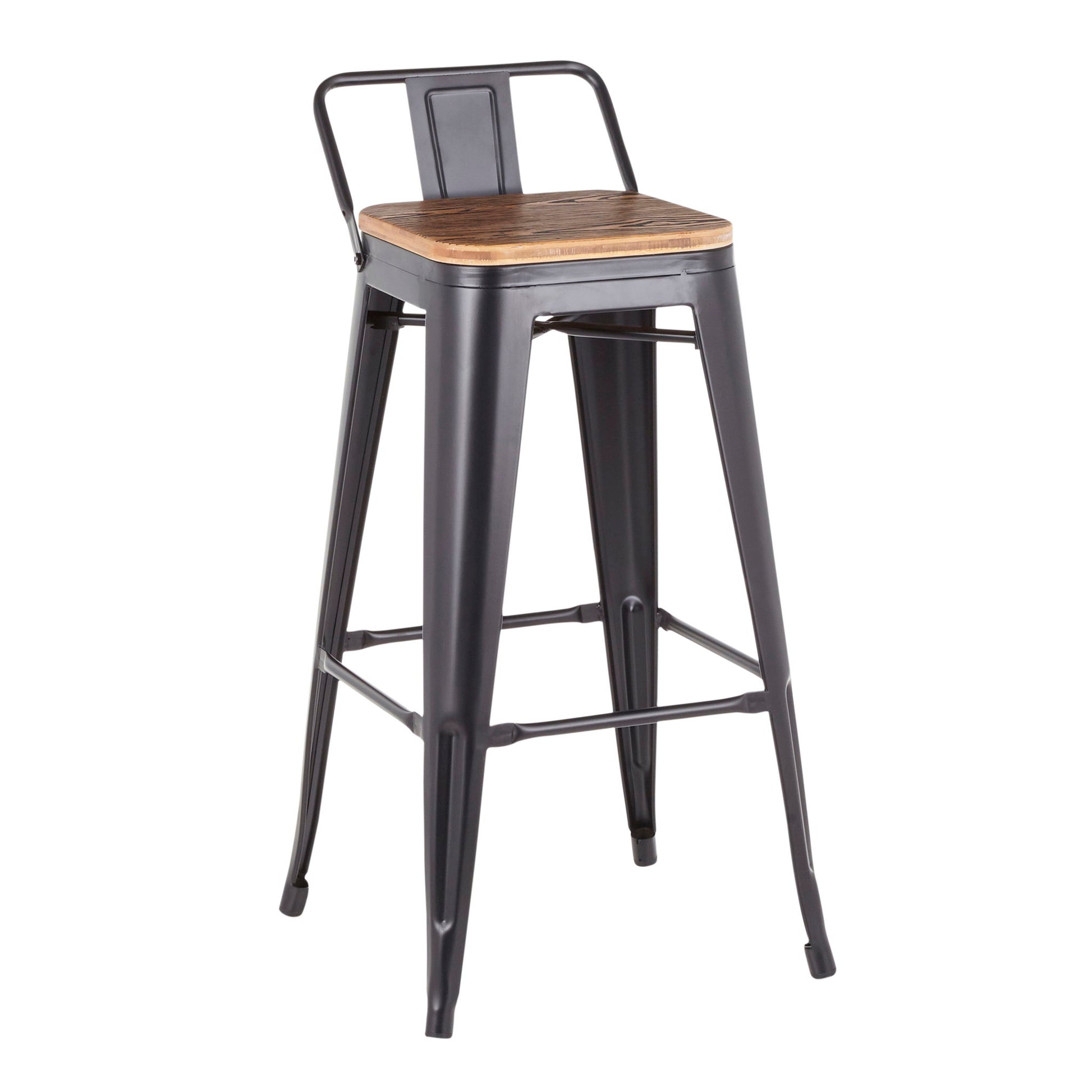 Oregon - Industrial Low Back Barstool (Set of 2) - Black Lumi Source