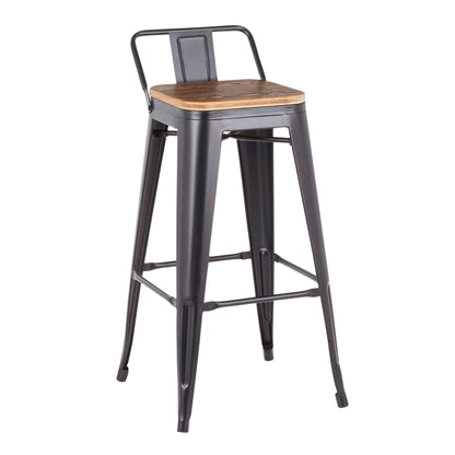 Oregon - Industrial Low Back Barstool (Set of 2) - Black Lumi Source