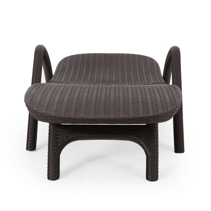 Polypropylene Resin Chaise Lounge With Hand Crafted Details - Dark Brown Noble House