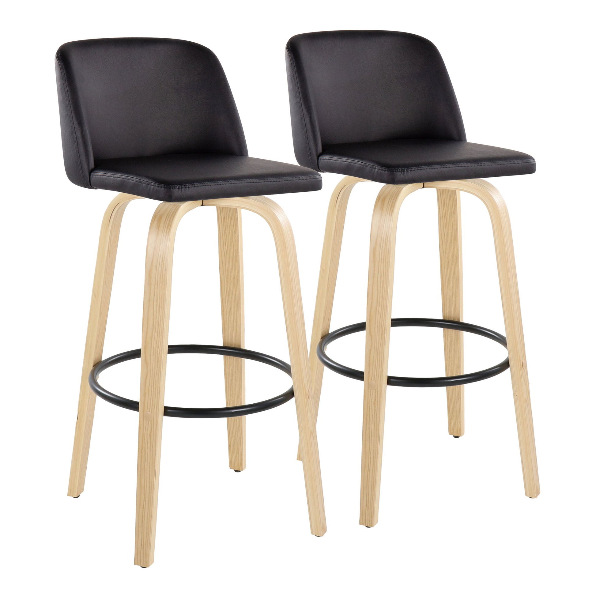 Toriano - Contemporary Fixed Height Barstool Swivel And Round Footrest (Set of 2) Lumi Source