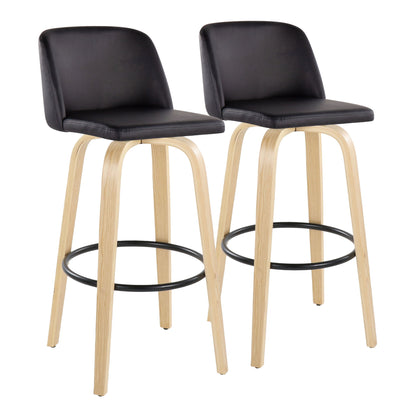 Toriano - Contemporary Fixed Height Barstool Swivel And Round Footrest (Set of 2) Lumi Source
