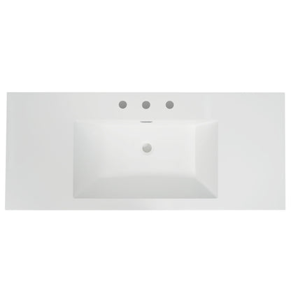Vanity Top With 3 Faucet Holes, Rectangular Basin For Bathroom - White Noble House