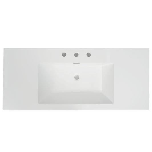 Vanity Top With 3 Faucet Holes, Rectangular Basin For Bathroom - White Noble House