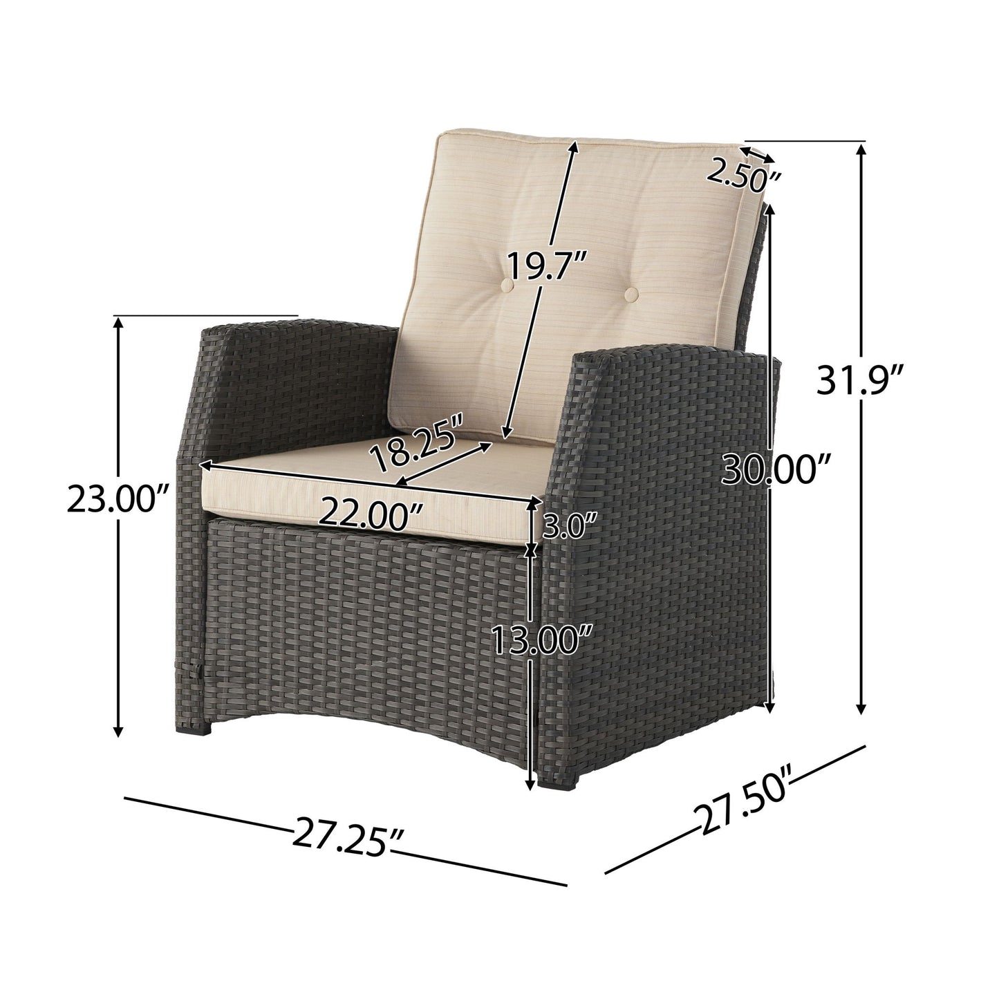 St Marta - Single Sofa Outdoor Relaxation Noble House