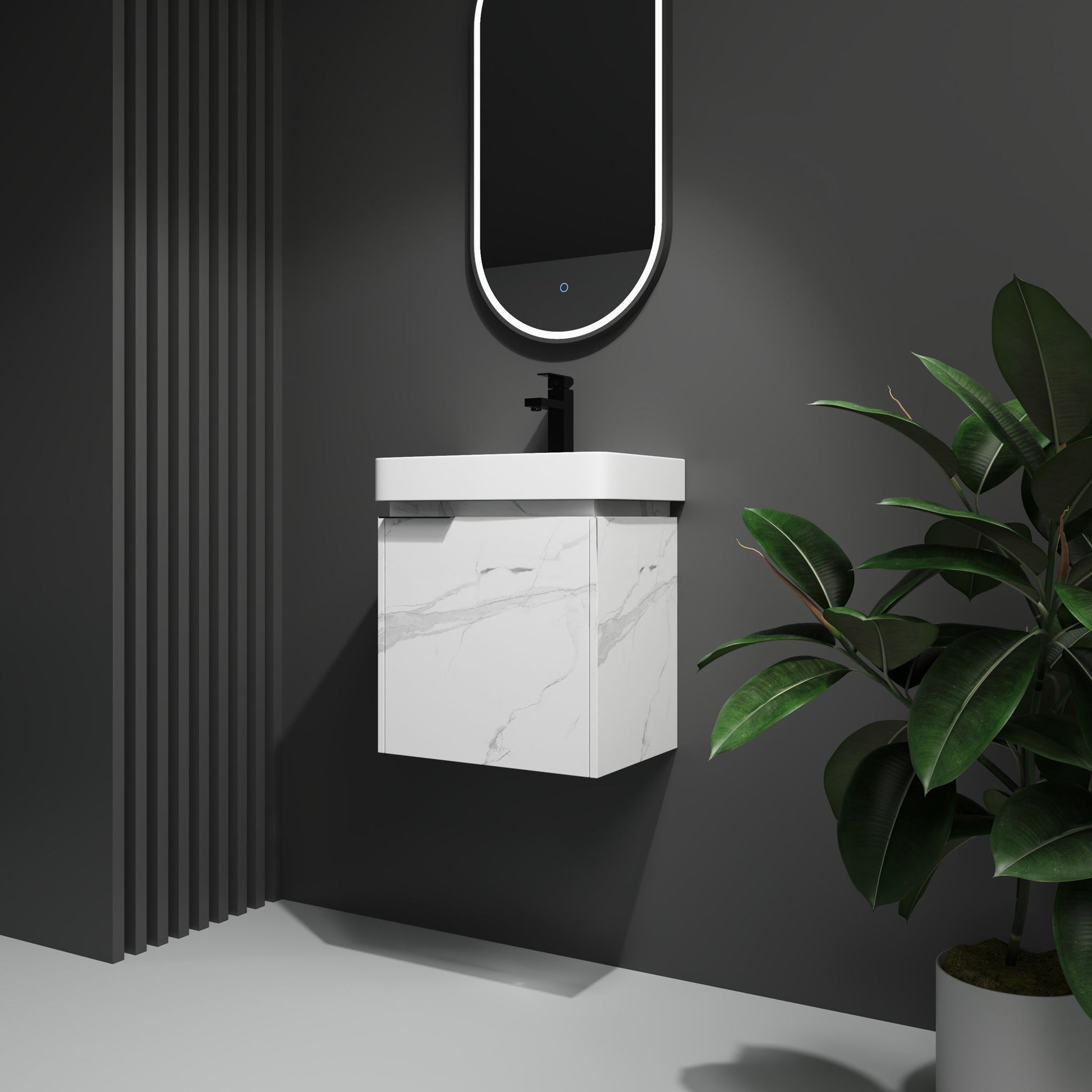 Wall Mounted Bathroom Vanity With Ceramic Sink And Storage Cabinet Home Essentials
