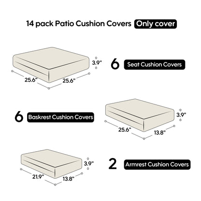 Cushion Covers For 7 Piece Wicker Sectional Sofa, 14 Pack Seat And Back Slipcovers With Zipper Home Essentials