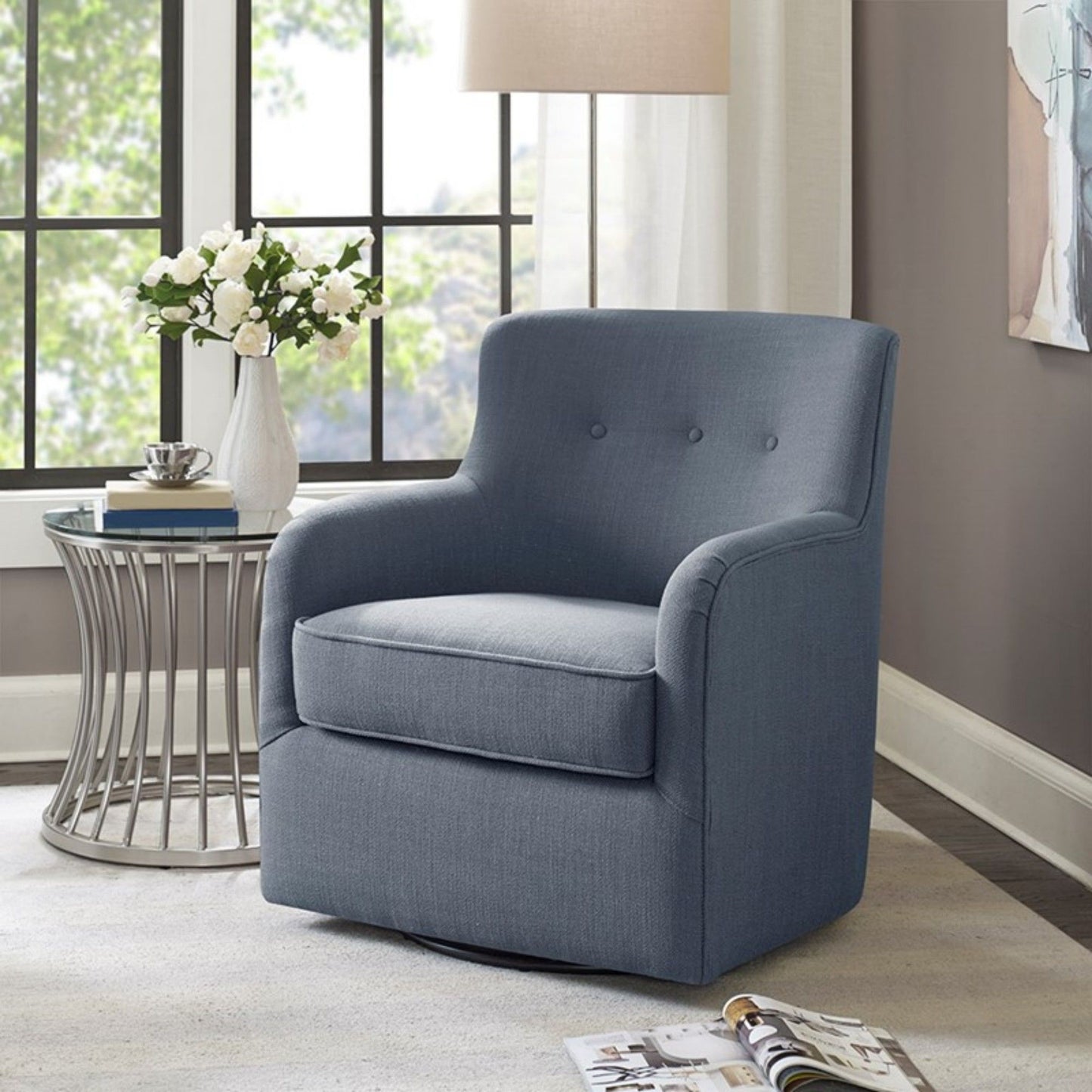 Adele - Swivel Chair With Button Tufted Back JLA