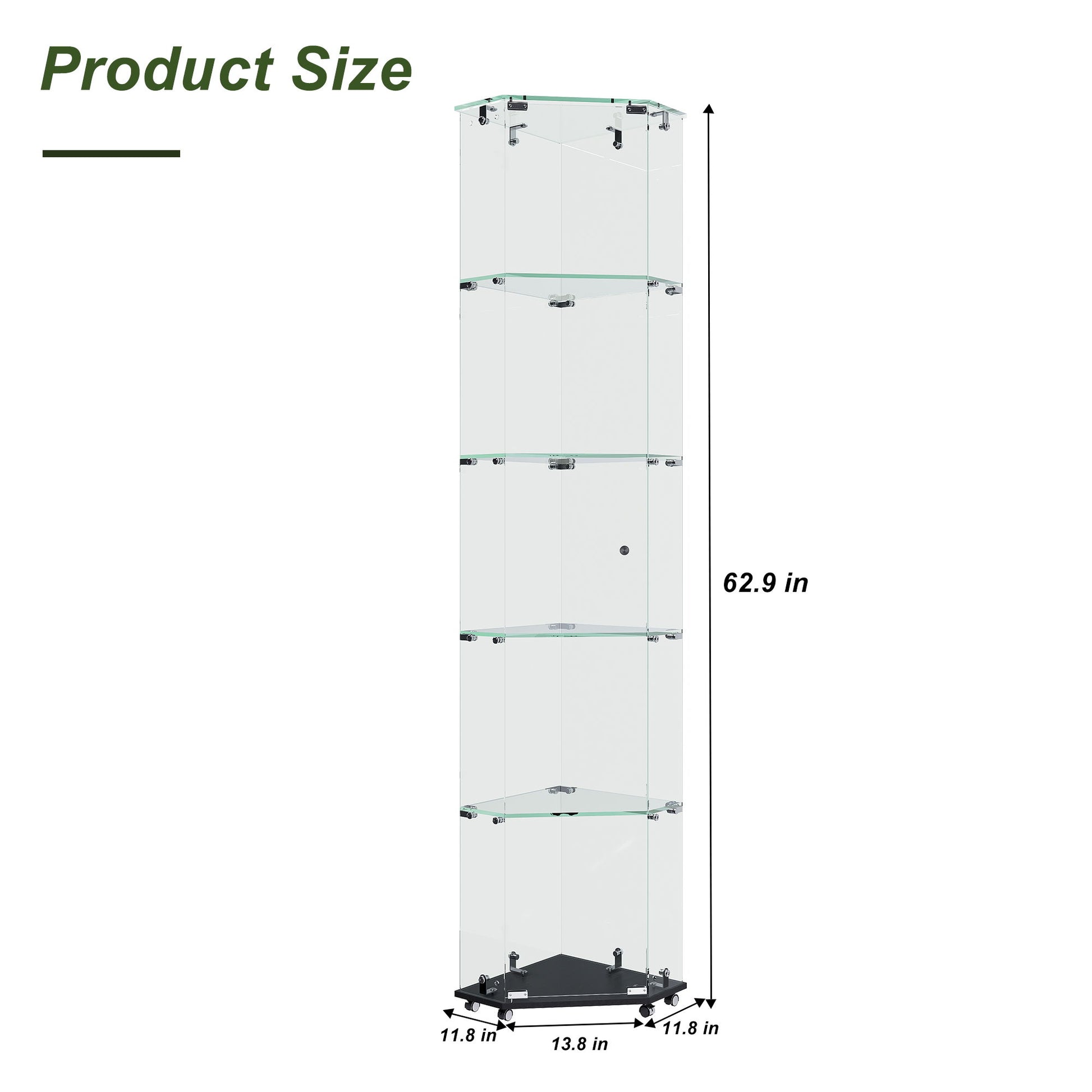 5 Tier Diamond Glass Display Case With 5 Dynamic LED Modes - Black Home Essentials