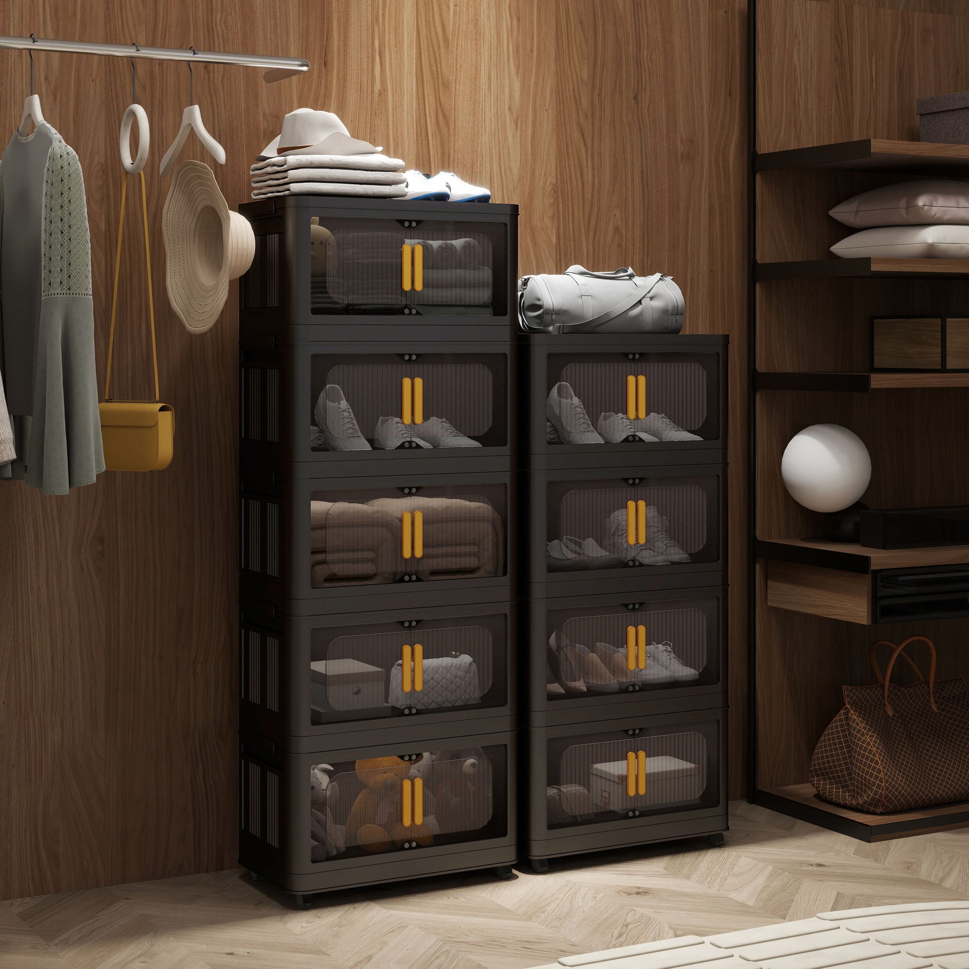Folding Storage Cabinet With Magnetic Doors And Wheels Home Essentials