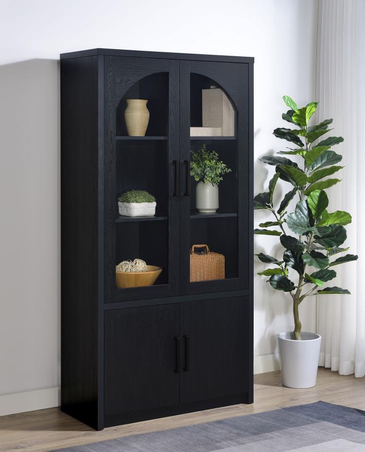 Riva - 4-Door Tall Accent Display Cabinet LED Lighting - Black Coaster Fine Furniture