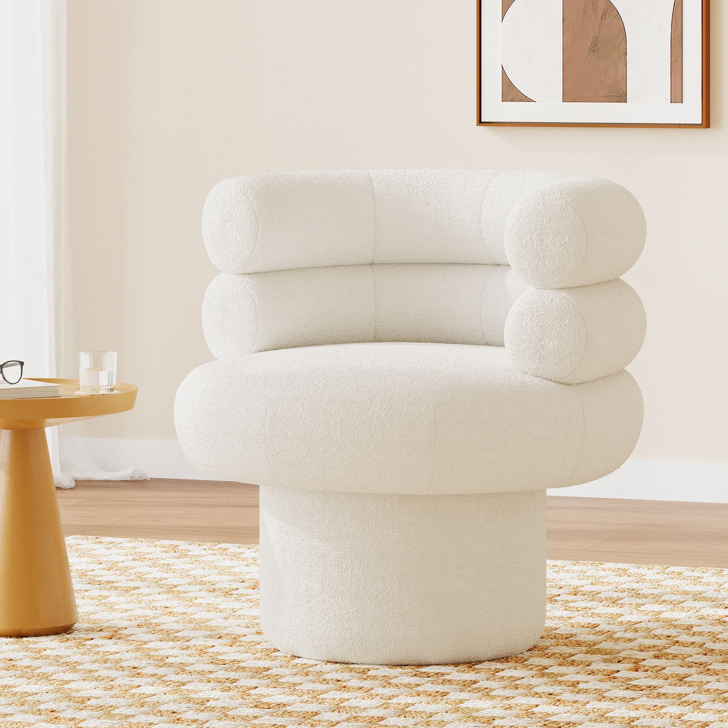 Round Swivel Accent Chair For Living Room Noble House