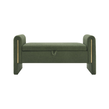 Modern Teddy Upholstered Large Bed End Bench With Arms And Storage