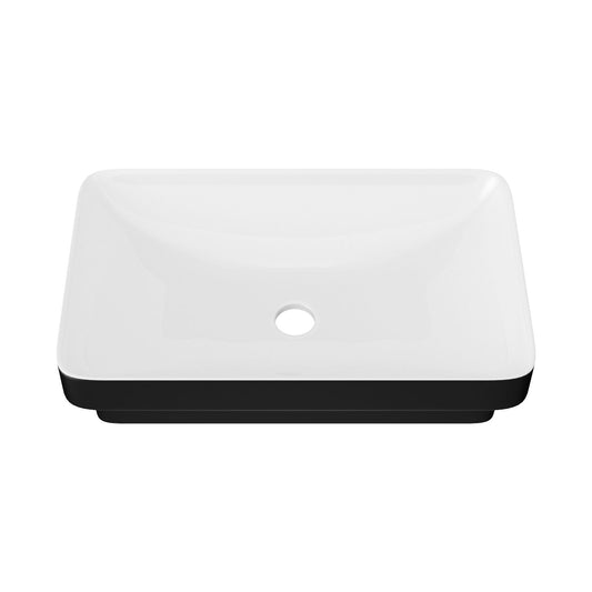 Semi Recessed Bathroom Sink With Vessel Design, Durable Glazed - White / Black Daily Nest