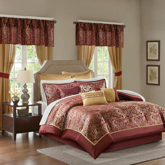 Brystol - King 24 Piece Room In A Bag - Red Madison Park Essentials