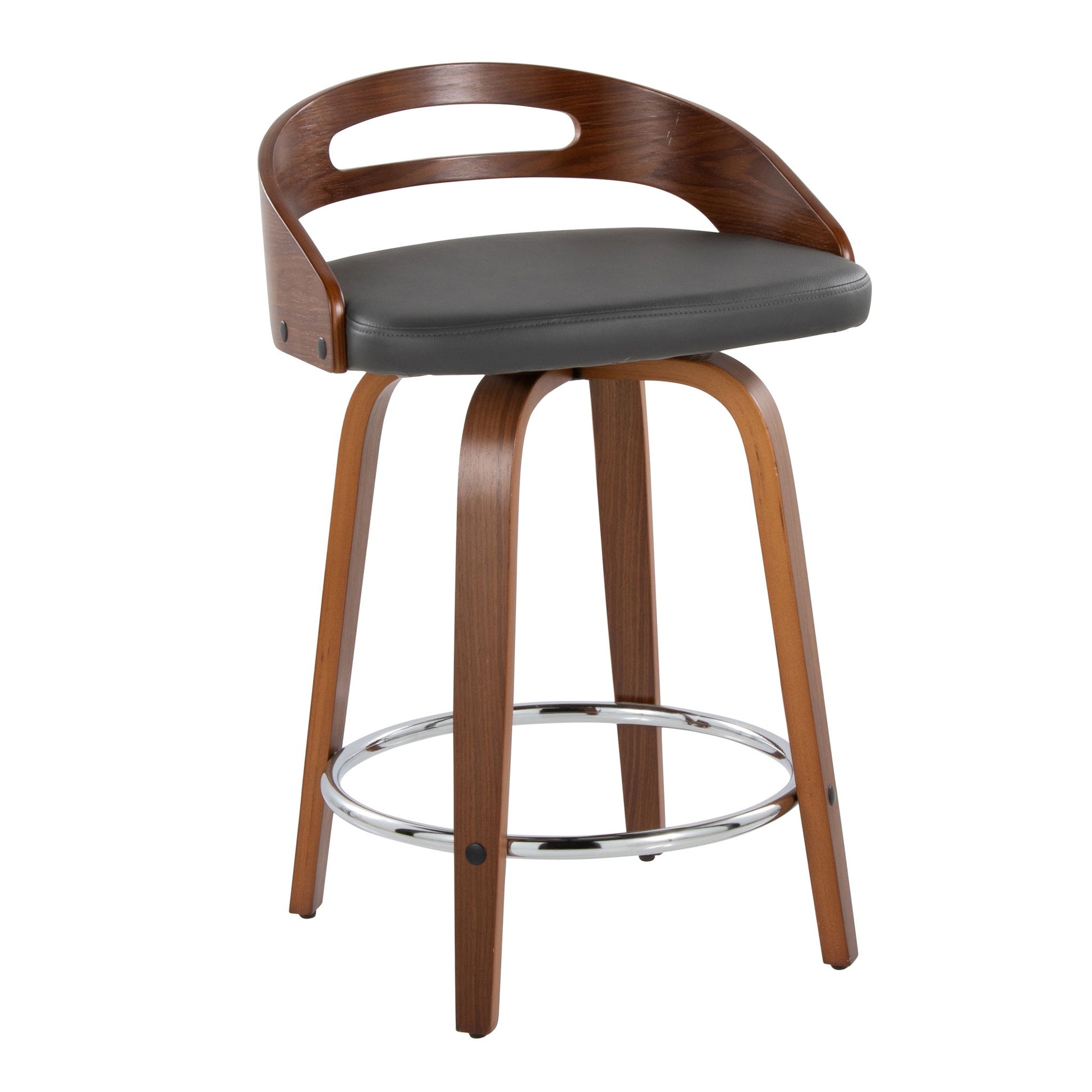 Cassis - Mid Century Modern Fixed Height Counter Stool With Swivel With Round Footrest (Set of 2) Lumi Source