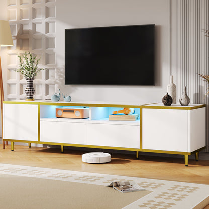 TV Stand For TVs Up To 80", Entertainment Center With 2 Shelves And LED Lights Hearth and Haven