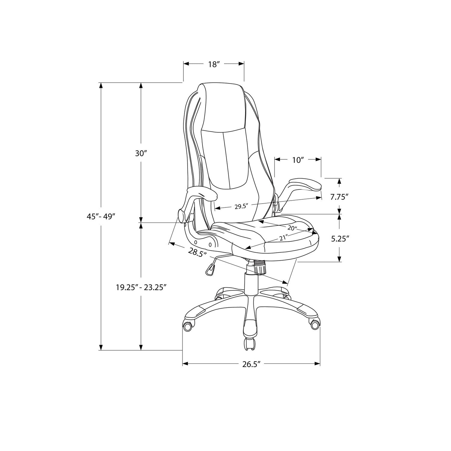 Office Chair, Adjustable Height, Swivel, Ergonomic, Armrests, Contemporary & Modern - Black 8th Street