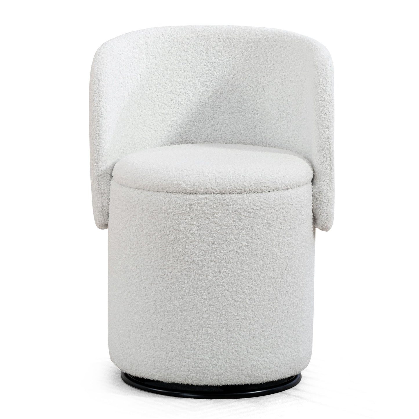 Barrel Chair & Built In Storage, 360° Swivel - Beige Home Essentials