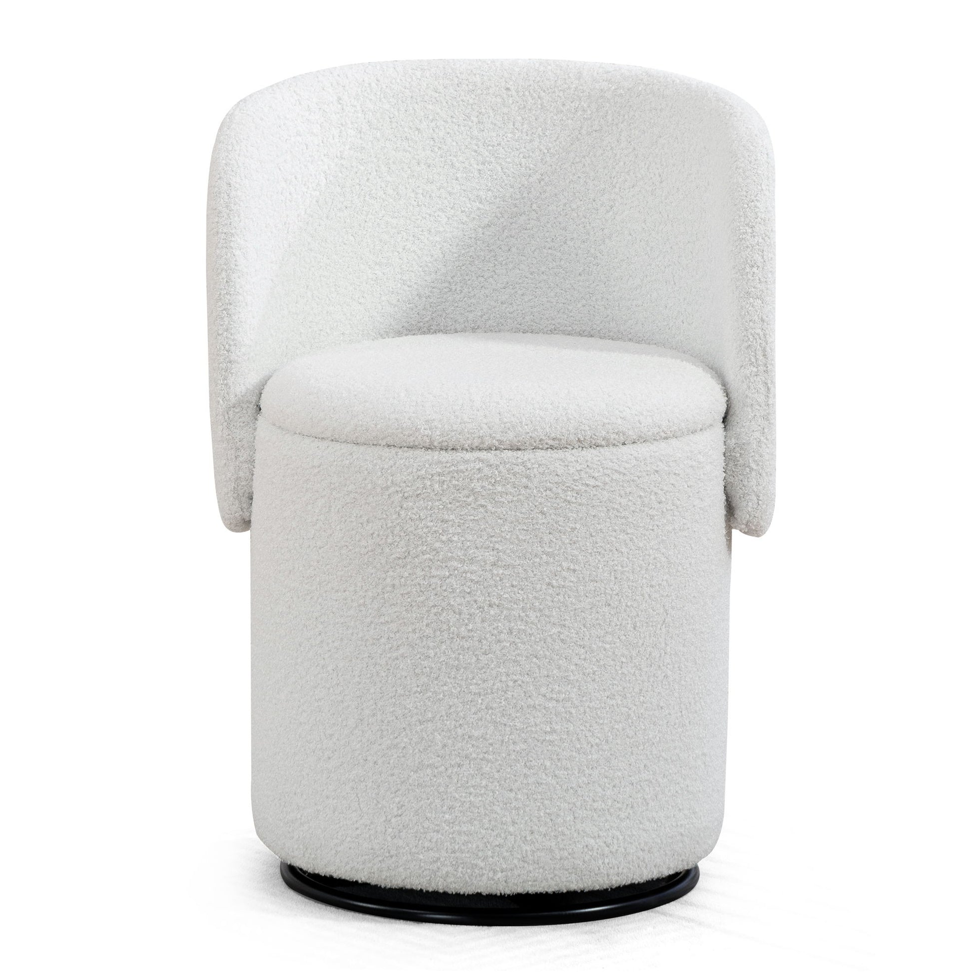 Barrel Chair & Built In Storage, 360° Swivel - Beige Home Essentials