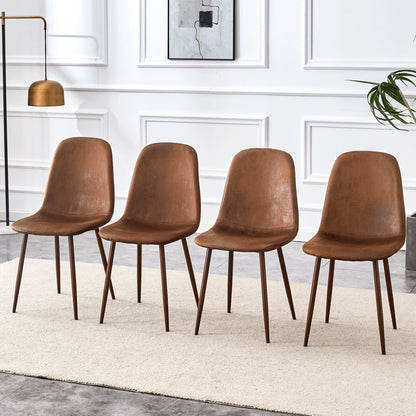(Set of 4) Backrest AndTransfer Legs Chairs Adding A Touch Of Elegance To Minimalist And Scandinavian Style Homes - Walnut Home Essentials